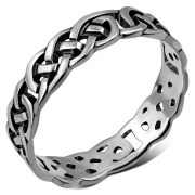 All round Celtic Knot Patterns Silver band Ring, rp145